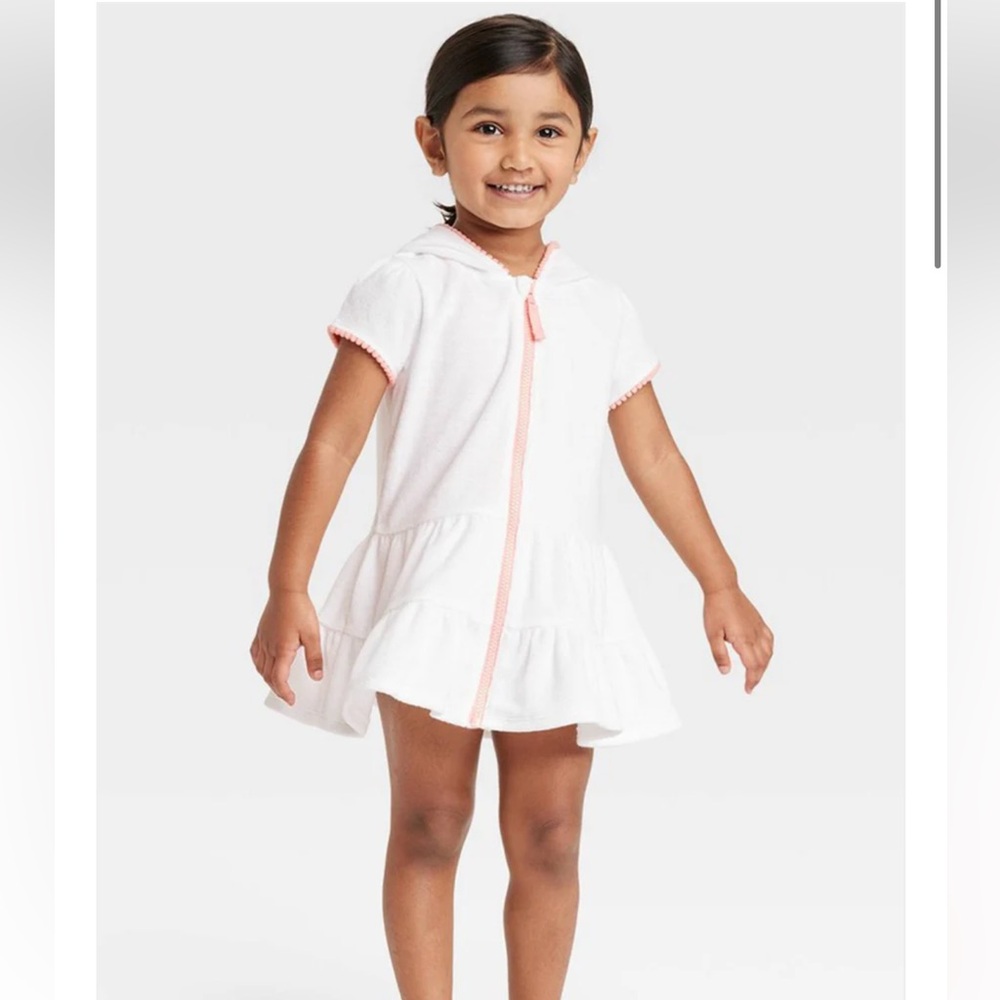 Cat & Jack White Zip-Up Swimsuit Cover-Up